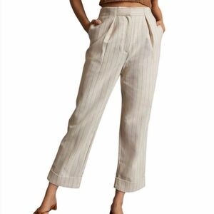 Anthropology Significant Other Emery beige Pleated Pants Relaxed Tailored Crop